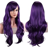 economico Parrucche storiche-parrucche 28 pollici 70cm lunghi capelli ricci ondulati parrucca cosplay resistente al calore con cuffia per parrucca parrucche di carnevale