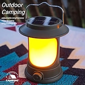 cheap Camping Lights-Solar LED Camping Lantern, LED Retro Rechargeable Hangable Outdoor Tent Light for Outdoor Camping