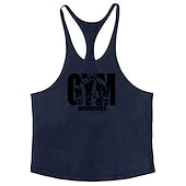 economico Magliette da sport e palestra-Per uomo Grafico Lettera Canotta Maglietta smanicata Canottiera Canotte con retro a vogatore Senza Maniche maglietta Collo a U Camicia Moda Muscolo Allenamento Quotidiano Vacanza Palestra Nero Bianco