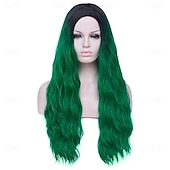 voordelige Feestpruiken-groene pruiken voor vrouwen 26 lange ombre groene haar pruik krullend golvend schattige zachte pruiken voor st patricks day feest st. patrick&#039;s day pruiken