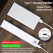 お買い得  キャビネットライト-超薄型 LED キャビネット ライト、ワイヤレス モーション センサー LED ライト バー、USB 充電式サイド マグネット式粘着式キッチン ナイト ライト、ワードローブ クローゼット キャビネット 食器棚 階段 廊下 棚用