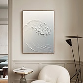 voordelige Abstracte schilderijen-groot met de hand geschilderd abstract wit olieverfschilderij golven schilderen op canvas modern olieverfschilderij kunst aan de muur handgeschilderd schilderij kunst aan de muur schilderij voor