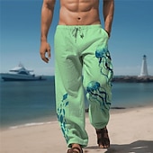 cheap Men&#039;s Printed Casual Pants-Jellyfish Marine Life Men&#039;s Resort 3D Printed Casual Pants Trousers Elastic Waist Drawstring Loose Fit Straight-Leg Summer Beach Pants S TO 3XL