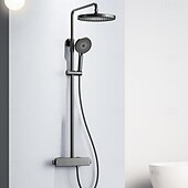 abordables Grifos de ducha-Sistema ducha / Válvula mezcladora termostática Conjunto - Alcachofa incluida Ducha de chorro múltiple Cascada Moderno Galvanizado Apertura Externa Válvula Cerámica Bath Shower Mixer Taps