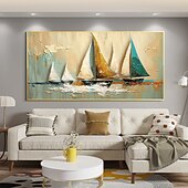 Недорогие Пейзажи-Ручная работа, оригинальная морская картина маслом, парусник на холсте, настенное искусство, декор, абстрактная пейзажная картина для домашнего декора с натянутой рамкой/без внутренней рамы, картина