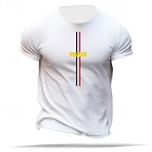abordables T-shirt graphique pour hommes-T-shirt à manches courtes pour le jour des anciens combattants Patriote Américain Drapeau de Paris coton graphique noir blanc bleu foncé confortable mode décontractée sports extérieur designer
