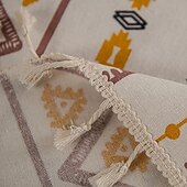 cheap Tablecloth-1pc Boho Style Rectangular Tablecloth with Tassels - Waterproof and Oil Proof Home Decor