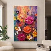 cheap Floral/Botanical Paintings-Oil painting Hand painted Textured Abstract Colorful Flower Oil Painting on Canvas Original pattle knife Flower Painting Nature Planting  Wall Decor for Bedroom Home Decor  Wall Art