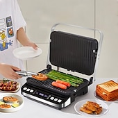 preiswerte Küchengeräte-Elektrischer Kontaktgrill, digitale Grillplatte und Presse, optionale Waffeleisenplatten, 180-Grad-Grill, elektrischer Antihaft-Grill