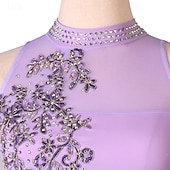 cheap Latin Dancewear-Dance Salsa Latin Dance Dress Rhinestone Pleats Embroidery Women&#039;s Performance Training Sleeveless High Spandex Tulle