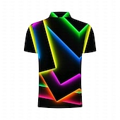 abordables Polo géométrique pour homme-Homme Géométrique Chemise de golf Manche Courte Polos Chemises à Col Occasionnel Vêtements de vacances Tenue formelle Vêtements de festival Impression 3D Boutons Été Jaune