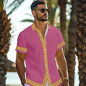 cheap Retro Vintage Print-Men&#039;s Lemon Shirt Summer Hawaiian Shirt Aloha Shirt Short Sleeve Shirt Turndown Vacation Hawaiian Outdoor Vacation Hawaiian Black White Pink S M L