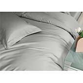 economico 100% cotone-Copripiumino 100% cotone, lenzuolo piano, lenzuolo con angoli, combinazione libera, set di biancheria da letto in raso a 300 fili, copripiumino di qualità premium, federa, collezione letto grigio,