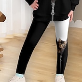 billiga Flickans 3D-djur-Flickor 3D Katt Sweatshirt &amp; Legging Set Långärmad 3D-tryck Vår Höst Aktiv Mode Dagligen Barn 4 år + Rund hals Utomhus Semester Datum Normal