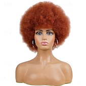 levne Párty paruky-afro paruky pro černé ženy 70. léta krátká černá afro paruka disco afro nafouklé paruky pro ženy výstřední kudrnatá paruka 10palcová přirozeně vypadající syntetická paruka denní párty cosplay