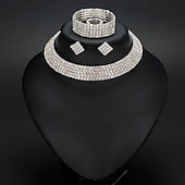 abordables Accessoires portables-Ensemble de bijoux d&#039;amour, yeux en cristal, boucles d&#039;oreilles, collier, ensemble de bijoux de mariage pour femmes