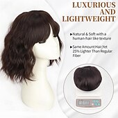 economico Parrucche trendy sintetiche-parrucche marrone scuro per le donne parrucca bob corta ondulata con frangia per le donne parrucche sintetiche a onde corte ricce parrucche per capelli in fibra resistente al calore per tutti i giorni