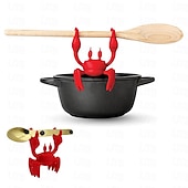 abordables Novedades de utensilios de cocina-Soporte para vajilla de silicona de cangrejo rojo, soporte para cuchara de silicona para estufa, soporte resistente al calor, soporte para cuchara antideslizante, dispositivo de liberación de vapor