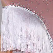 levne Oblečení na latinskoamerické tance-taneční salsa šaty na latinskoamerické tance drahokamy střapec dámský dívčí výkon trénink dlouhý rukáv vysoký spandex tyl