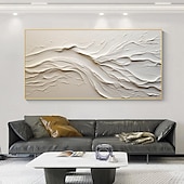 cheap Landscape Paintings-Hand painted Textured White Abstract Sandy Beach Oil Painting on Canvas handmade Original Blue Ocean Painting Custom Art Decor for Living room Wall Decor Wall Art