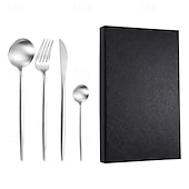 economico Serie Prima-set di posate in oro 4 pezzi set di posate in acciaio inossidabile 18/10 durevole servizio per matrimoni, casa, cucina, stoviglie, utensili, include cucchiaini, coltelli, forchette e cucchiai, set di