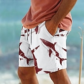 halpa Ocean Print-Miesten Hai meren elämää Uimashortsit Surffishortsit Uimahousut Keskivyötärö Loma Havaijilainen Lomakeskuksen tyyli Loma Pyhäpäivä Hiekkaranta Kurenauha verkkovuorella Joustava vyötärö Suunnittelija