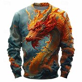 economico Felpe 3D da uomo-Per uomo Animali Drago Felpe Felpa Maglione Manica lunga Felpa Girocollo Di tendenza Informale Stile di strada Stampa 3D Per uscire Abbigliamento di strada Stampa 3D Primavera &amp; Autunno