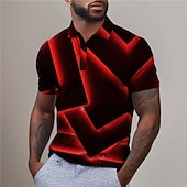 abordables Polo géométrique pour homme-Homme Géométrique Chemise de golf Manche Courte Polos Chemises à Col Occasionnel Vêtements de vacances Tenue formelle Vêtements de festival Impression 3D Boutons Été Jaune