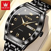 cheap Quartz Watches-OLEVS Men Quartz Watch Fashion Business Wristwatch Luminous Calendar Date Week Waterproof Steel Watch