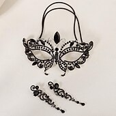 tanie Akcesoria do noszenia-1 Zestaw Biżuterii z Kryształkami Zestaw Masek i Kolczyków Biżuteria Kostiumowa dla Kobiet Prezent na Boże Narodzenie