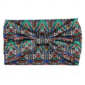 cheap Hair Styling Accessories-Bohemian Feather Print Headband, Women&#039;s Sports Headband,  Knot Wide Edge Retro Headscarf