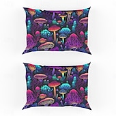 abordables Sábanas y funda de almohada-Juego de 2 fundas de almohada tamaño queen con diseño de setas, funda de edredón estampada, funda de almohada suave y transpirable, funda de almohada decorativa (20 x 30 pulgadas)