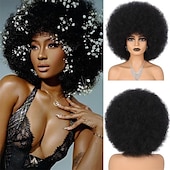 economico Parrucche da festa-parrucche afro rosse per donne nere parrucca senza colla da indossare e andare da 10 pollici parrucche afro ricce parrucche sintetiche color borgogna per feste quotidiane costume cosplay uso