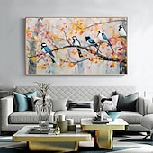 preiswerte Landschaftsgemälde-Handgefertigtes originales blaues Vogel-Ölgemälde auf Leinwand, Wandlandschaft, Kunstgemälde für Heimdekoration mit gespanntem Rahmen/ohne innere Rahmenmalerei