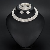 abordables Accessoires portables-Ensemble de bijoux d&#039;amour, yeux en cristal, boucles d&#039;oreilles, collier, ensemble de bijoux de mariage pour femmes