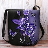 cheap Crossbody Bags-Women&#039;s Crossbody Bag Shoulder Bag Fluffy Bag Polyester Shopping Daily Holiday Print Large Capacity Lightweight Durable Flower Yellow Blue Fuchsia
