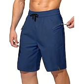 お買い得  男性用水泳パンツ-男性用 ボードショーツ スイムトランク お出かけ 週末 速乾性 ドローストリング 弾性ウエスト ポケット付き 平織り 膝丈 体操服 カジュアル アクティブウェア ワインレッド ブラック