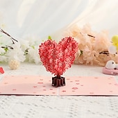 levne Svatební dekorace-3D vyskakovací přání ke dni svatého Valentýna, design stromu s třešňovým květem, papírové vyřezávané přání ke Dni matek, požehnání a děkovné zprávy