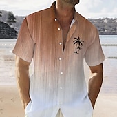 olcso Trópusi növények-Férfi Színátmenet Pálmafa Trópusi növények Hawaii ing Aloha ing Rövid ujjú Ing Szabadság Hawaii Szabadtéri Vakáció Hawaii Rubin Kék Barna S M L