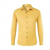 voordelige strijkvrije overhemden voor heren-Voor heren Overhemd Overhemd met knopen Zwart Wit Wijn Lange mouw Effen Revers Lente &amp; Herfst Bruiloft Feest Kleding