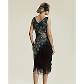 cheap Outfits-Retro Vintage Roaring 20s 1920s Flapper Dress Dress Outfits Necklace / Earrings The Great Gatsby Wedding Guest Sequins Tassel Fringe Women&#039;s Party / Evening Masquerade Wedding Reception Adults&#039; Dress