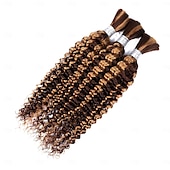 baratos 3 conjuntos de extensões de cabelo natural-3 pacotes de mechas p4/27 ondas profundas em massa de cabelo humano para trançar pacotes