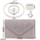 cheap Wearable Accessories-Bride Pearl Bracelet Necklace Earring Ring Handheld Bag Jewelry Set with 6 Diamond Set for Ladies
