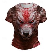billige T-skjorter med dyreprint-Herre Grafisk Ulv T skjorte Kortermet T skjorte 3D-utskrift Crew-hals Skjorte Subkultur Sport &amp; Utendørs Ferie Ut på byen Lyseblå Rød Blå Vår sommer Klær S M L XL 2XL 3XL