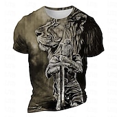abordables Camisetas de Halloween-Hombre Graphic León Caballeros templarios Horror gótico Camiseta Manga Corta Camiseta Impresión 3D Cuello Barco Camisa Gótico Subcultura Deporte Festivos Noche Burdeos Azul Piscina Morado Primavera