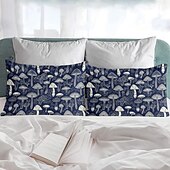 abordables Sábanas y funda de almohada-Juego de 2 fundas de almohada tamaño queen con diseño de setas, funda de edredón estampada, funda de almohada suave y transpirable, funda de almohada decorativa (20 x 30 pulgadas)