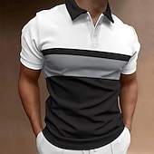 billige Klassisk polo-Herre POLO T-skjorte Golf skjorte Avslappet Ferie Klassisk Kortermet Mote Grunnleggende Fargeblokk Knapp Sommer Normal Rød Smaragd Grønn Mørkeblå Svart-Hvit POLO T-skjorte
