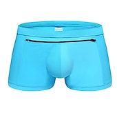 cheap Men&#039;s Boxer Swim Trunks-Men&#039;s Boxer Swim Shorts Beach Shorts Going out Weekend Soft Comfortable Elastic Waist Zipper Pocket Plain Short Gymnatics Casual Activewear Lake blue Black