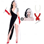 levne Dámské Kostýmy-Sto a jeden dalmatin Cruella de Vil Šaty Cosplay kostým Náhrdelník prázdniny Filmové kostýmy for Dámské Dospělé Karneval Plesová maškaráda