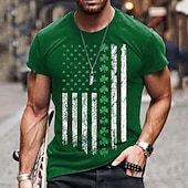 St. Patrick Men's Graphic Shamrock T Shirt Short Sleeve Shirt T shirt Tee Tee Top Short Sleeve T shirt 3D Print Crew Neck Shirt Fashion Designer Basic Vacation Street Going out Black Green Summer4